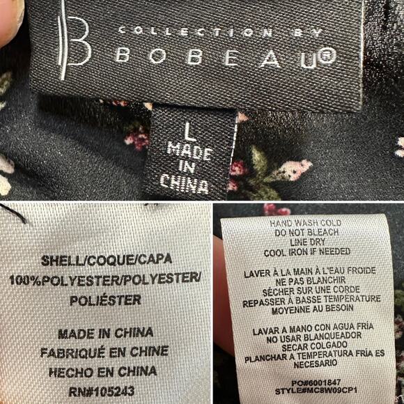 B Collections by Bobeau Floral Kimono Open Front Flowy Boho Duster Sz: L - Picture 7 of 8